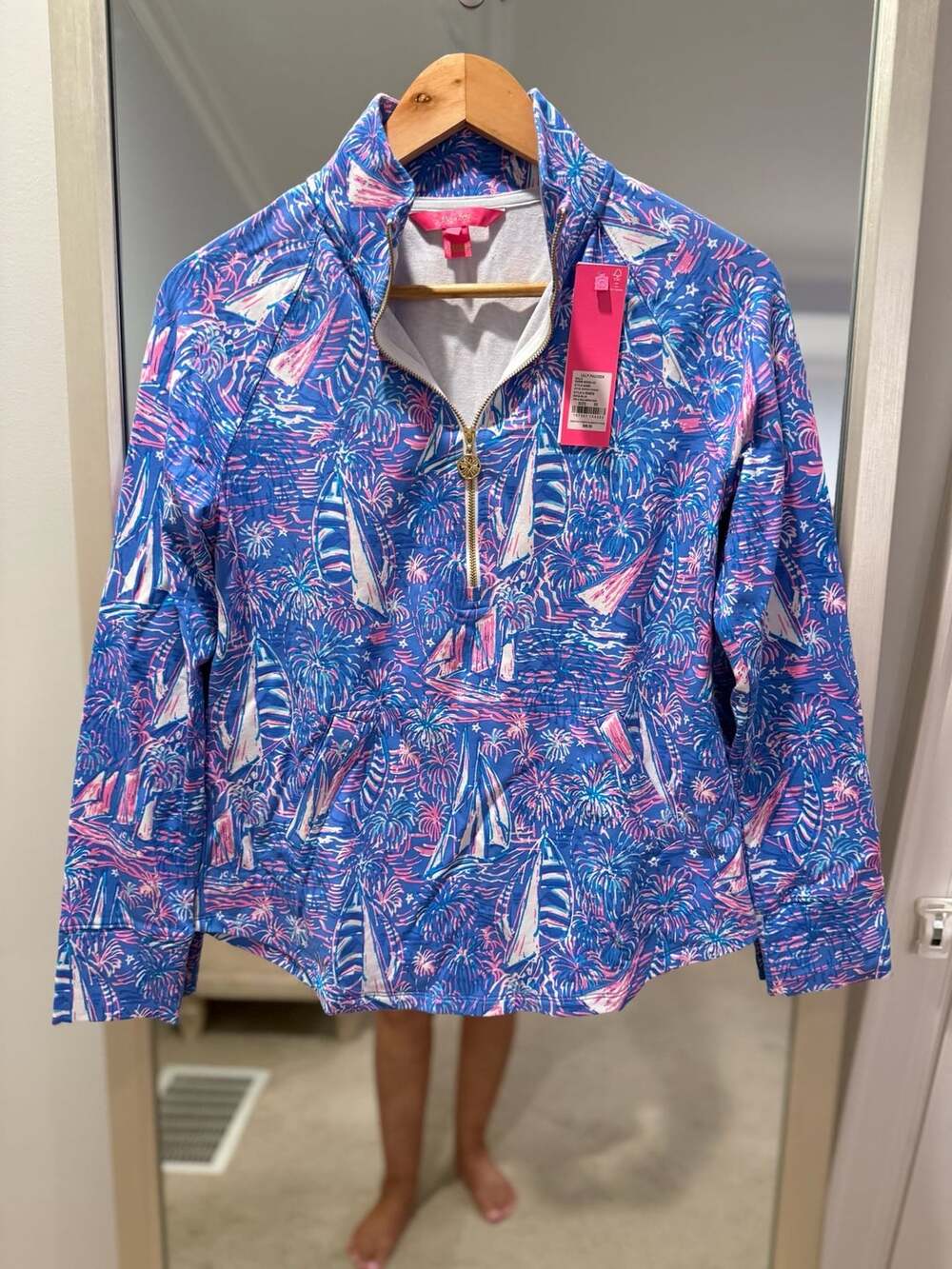 Lilly Pulitzer UPF 50+ Skipper Popover Its A Sailabration Boca Blue XS